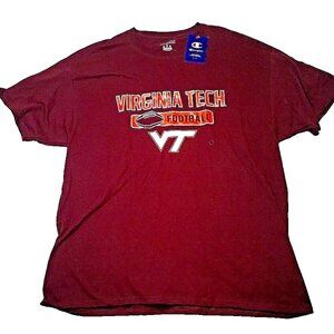 NWT Champion Virginia Tech Football T Shirt XL Maroon Hokies VT